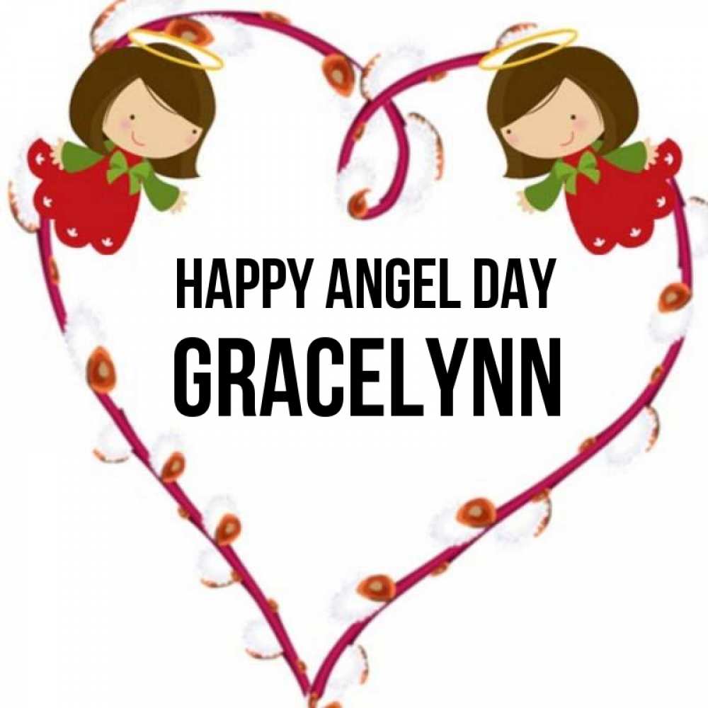 Greetings card с именем, Gracelynn happy angel day рамочка в виде сердца Greetings with text for free download 
