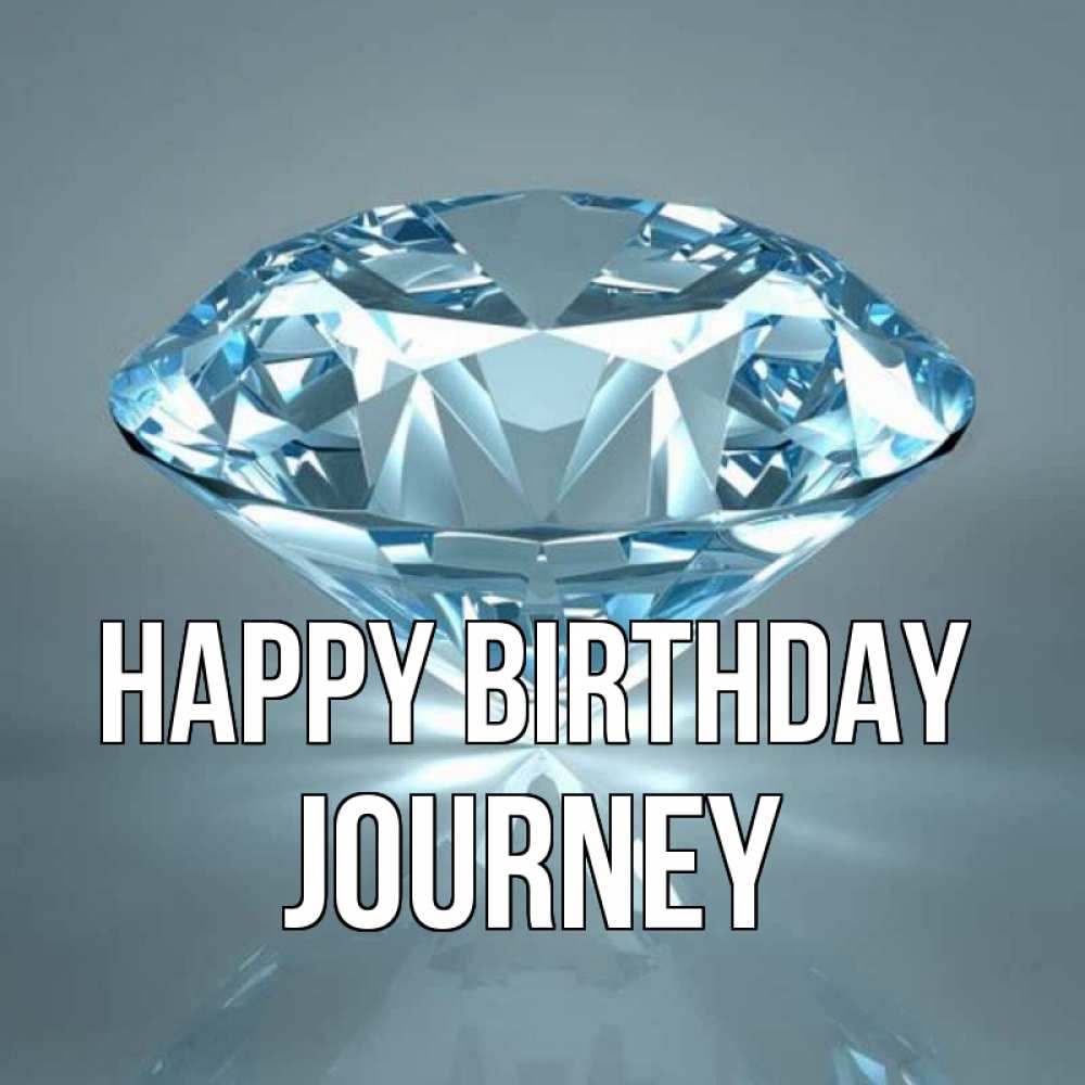 Greetings card с именем, Journey Happy Birthday с бриллиантом голубого цвета Greetings with text for free download 