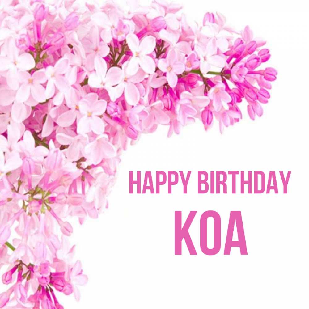 Greetings card с именем, Koa Happy Birthday Сирень на белом фоне Greetings with text for free download 