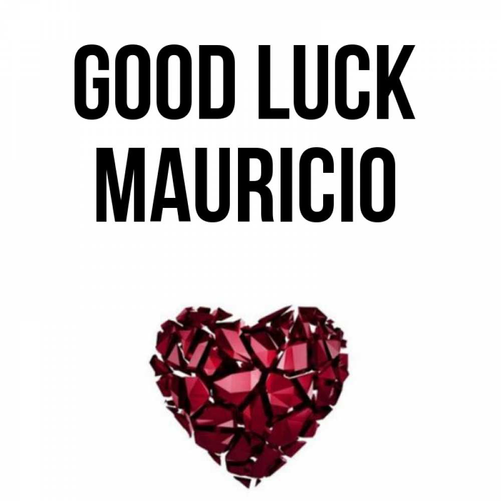 Greetings card с именем, Mauricio Good luck бордовое из кристаллов  1 Greetings with text for free download 
