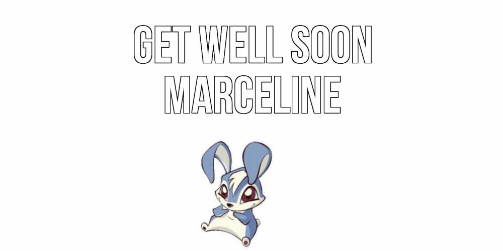 Greetings card с именем, Marceline Get well soon серый заяц на открытке про выздоравление Greetings with text for free download 