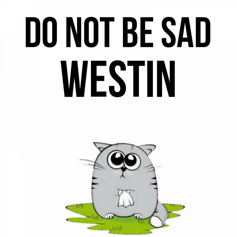 Greetings card с именем, Westin Do not be sad грустный котяра Greetings with text for free download 