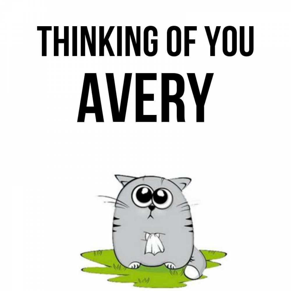 Greetings card с именем, Avery Thinking of you тоска с платочком Greetings with text for free download 