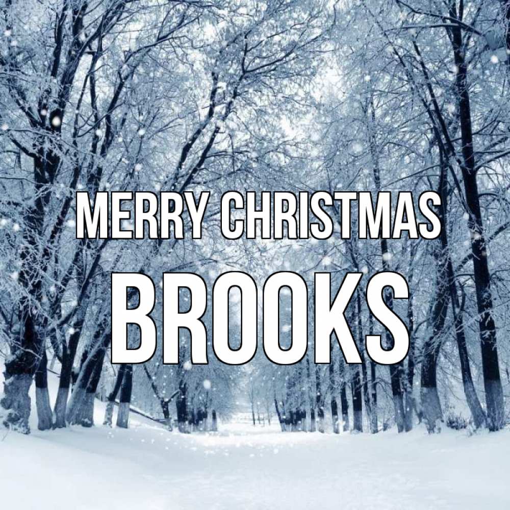 Greetings card с именем, Brooks Merry Christmas снег, лес, парк Greetings with text for free download 
