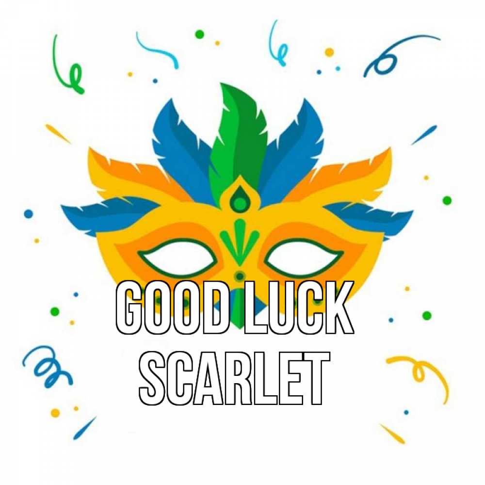 Greetings card с именем, Scarlet Good luck конфети Greetings with text for free download 