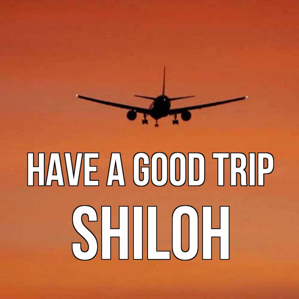 Greetings card с именем, Shiloh Have a good trip силуэт самолета Greetings with text for free download 