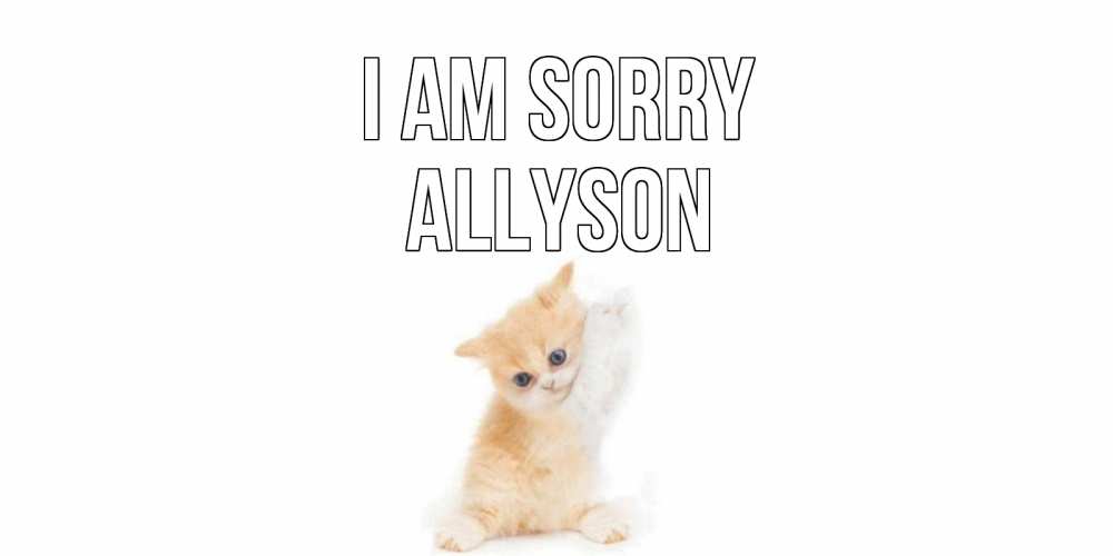 Greetings card с именем, Allyson I am sorry кот Greetings with text for free download 