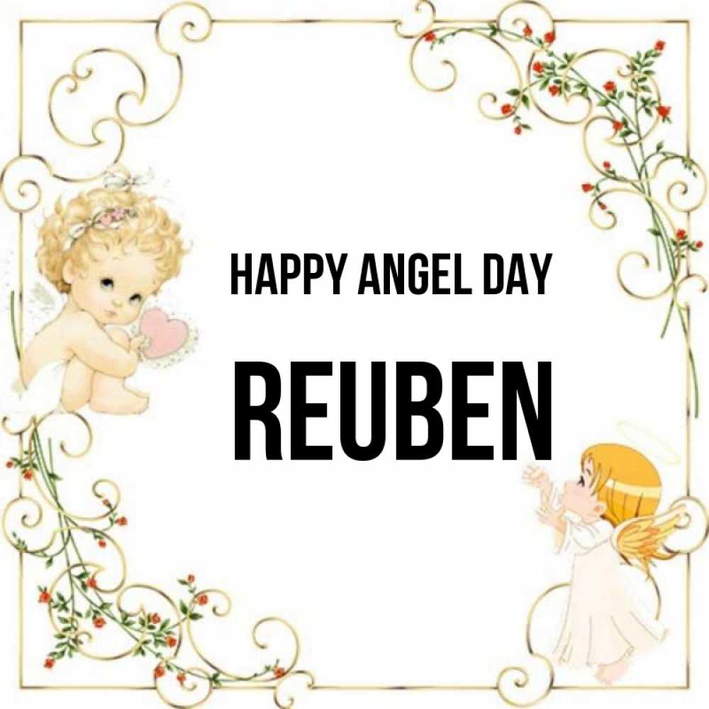 Greetings card с именем, Reuben happy angel day ангелы желают прекрасных именин Greetings with text for free download 