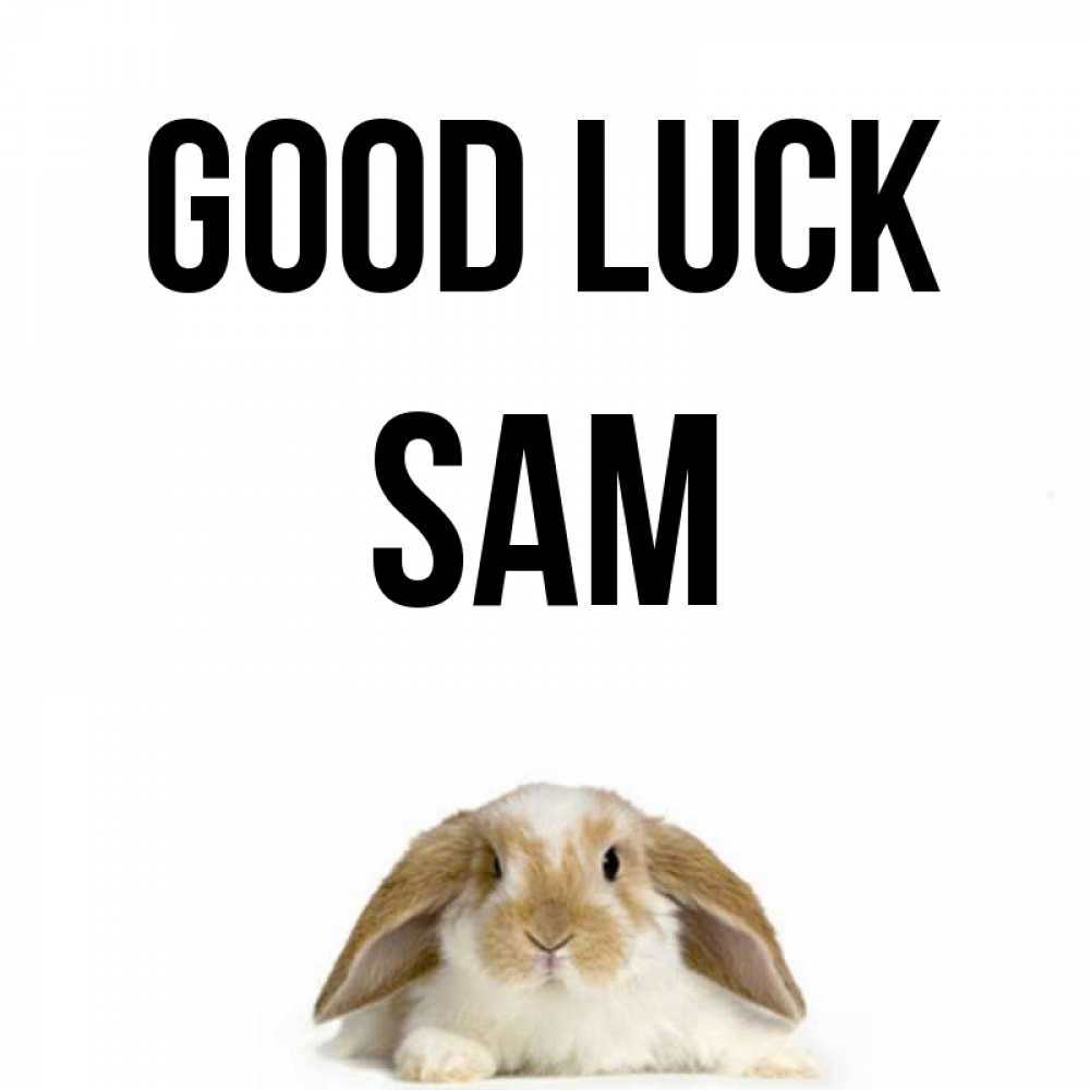 Greetings card с именем, Sam Good luck открытки с произвольным текстом который можно вставить в открытку и создать ее самостоятельно бесплатно онлайн Greetings with text for free download 
