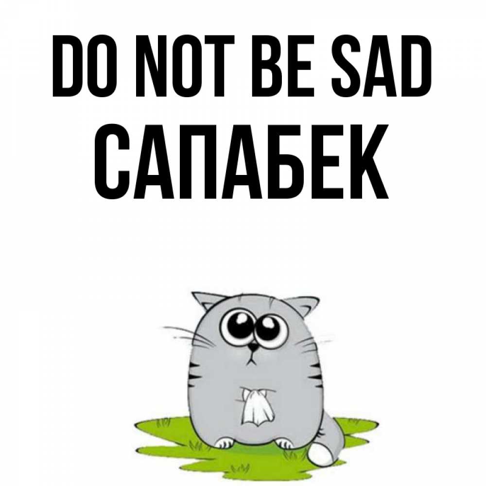 Greetings card с именем, САПАБЕК Do not be sad грустный котяра Greetings with text for free download 