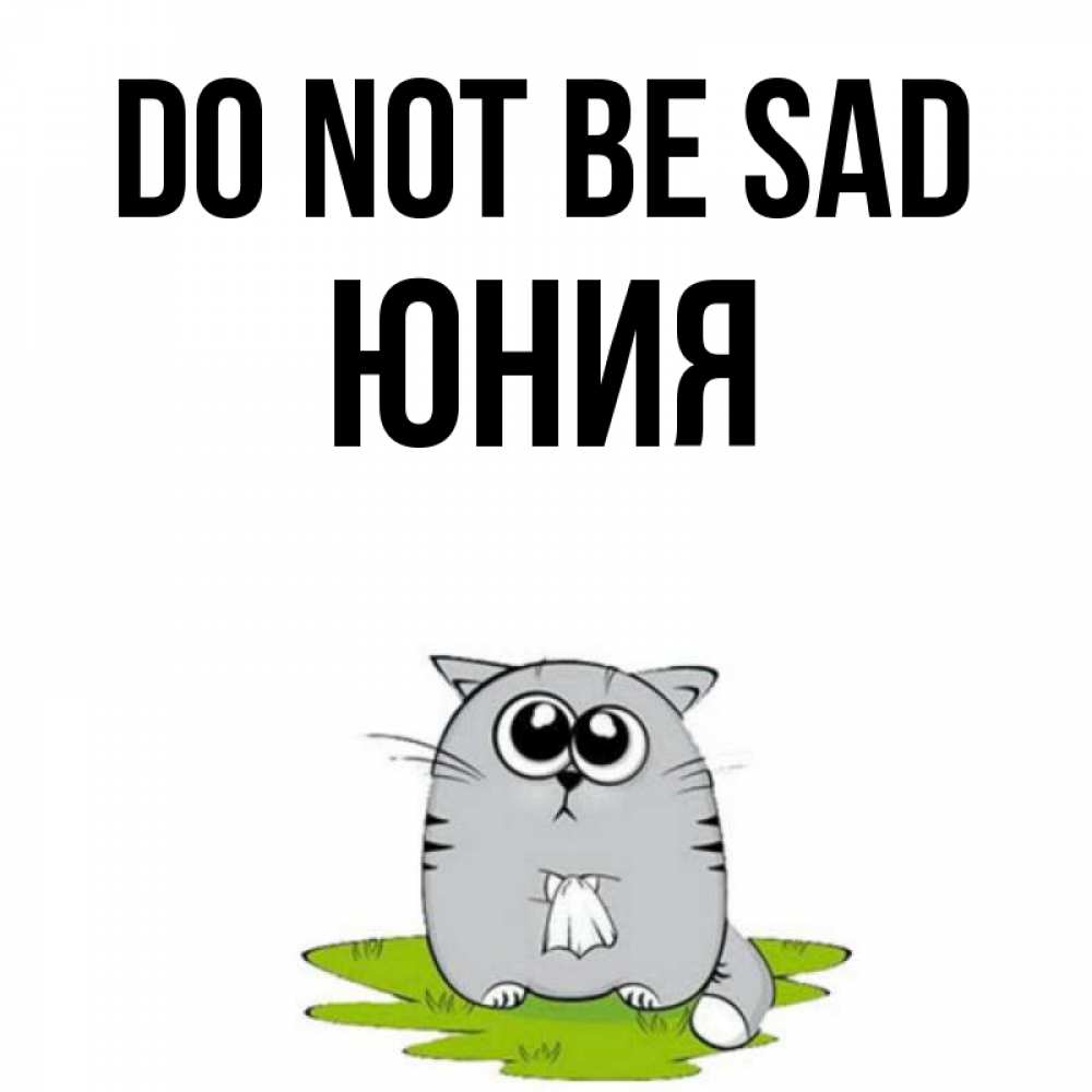 Greetings card с именем, Юния Do not be sad грустный котяра Greetings with text for free download 