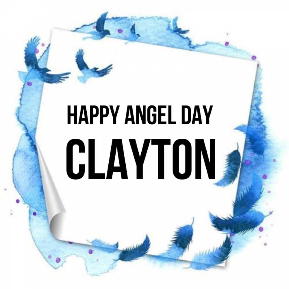 Greetings card с именем, Clayton happy angel day красивые птицы летят Greetings with text for free download 