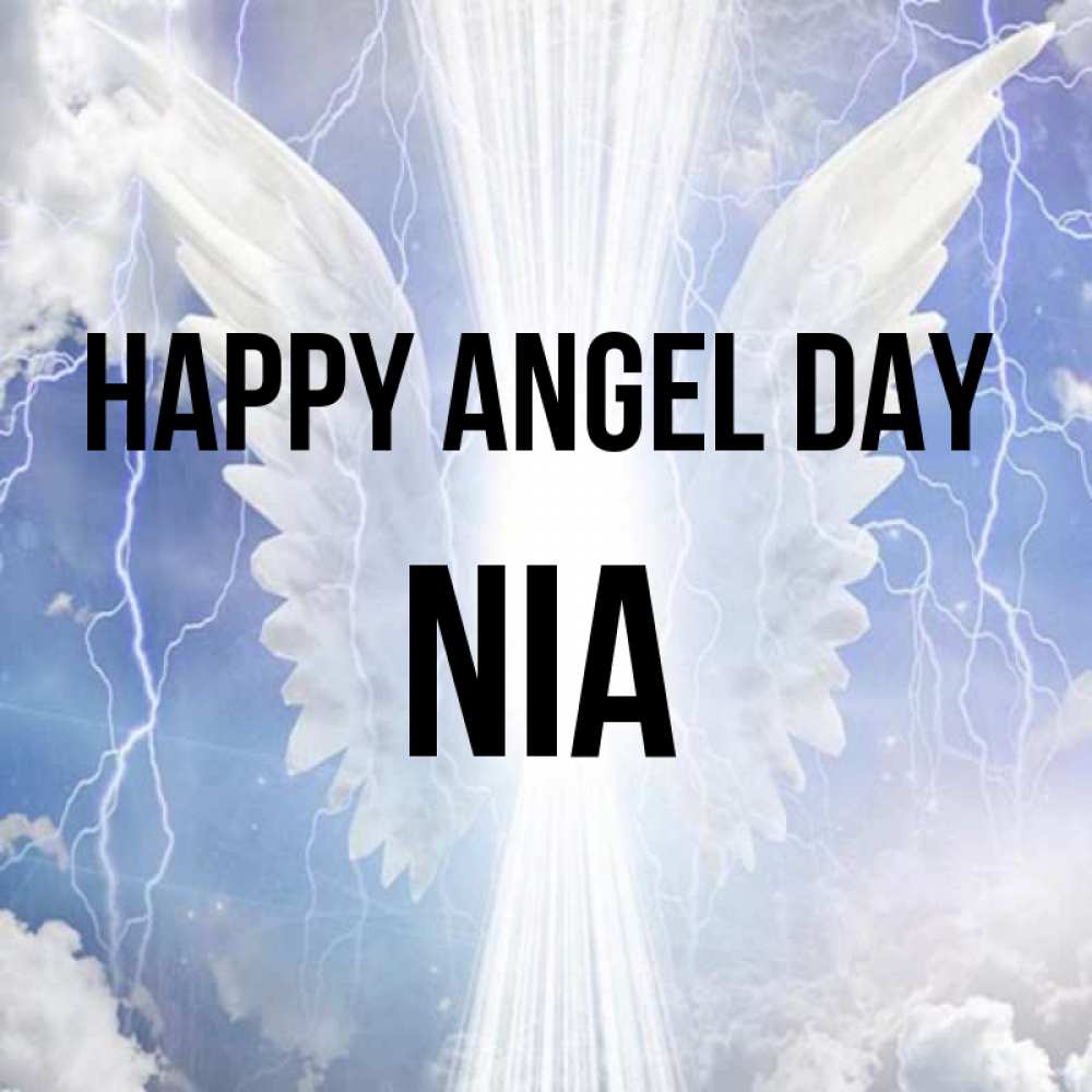 Greetings card с именем, Nia happy angel day молнии на небе и свет Greetings with text for free download 