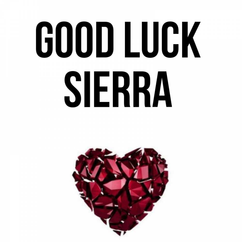 Greetings card с именем, Sierra Good luck бордовое из кристаллов  1 Greetings with text for free download 