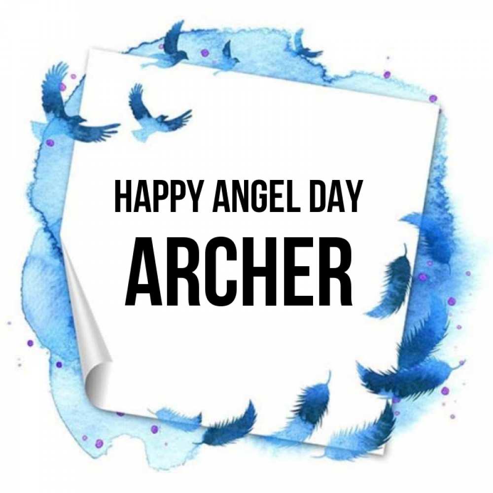 Greetings card с именем, Archer happy angel day красивые птицы летят Greetings with text for free download 