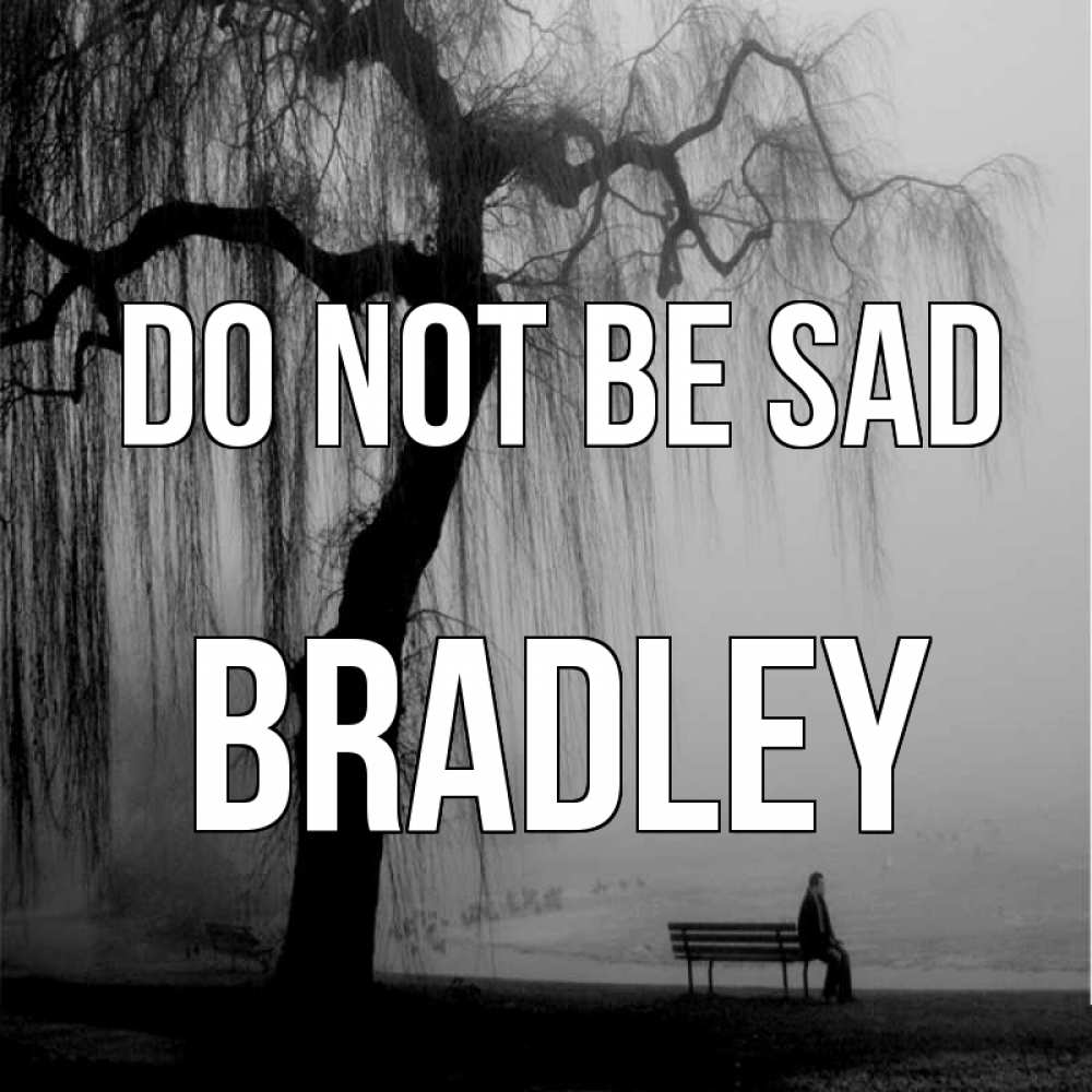 Greetings card с именем, Bradley Do not be sad висящие ветки дерева и лавочка под деревом Greetings with text for free download 