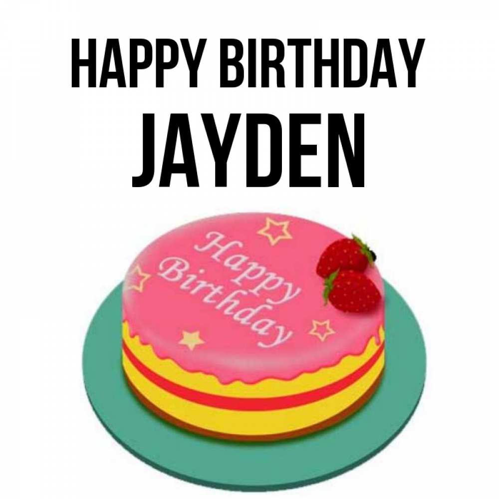 Greetings card с именем, Jayden Happy Birthday торт, клубника, днюха Greetings with text for free download 