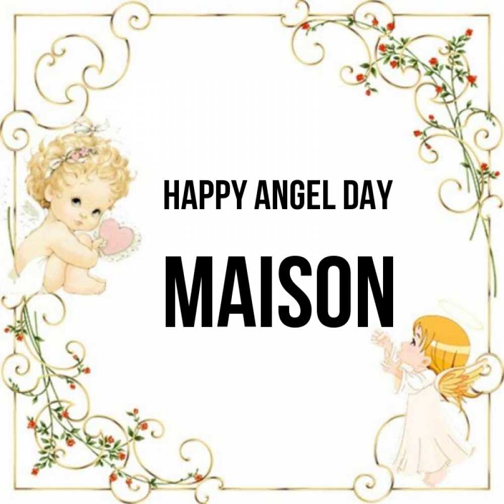 Greetings card с именем, Maison happy angel day ангелы желают прекрасных именин Greetings with text for free download 