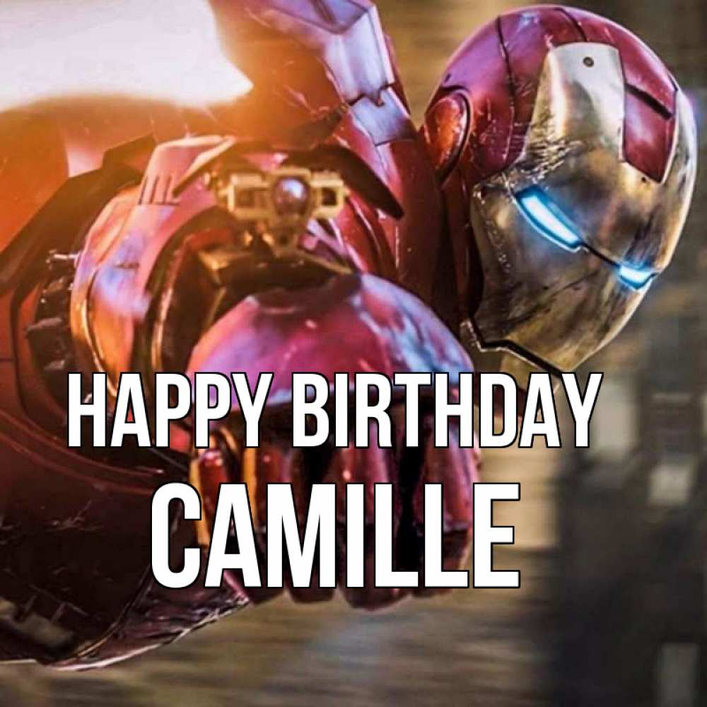 Greetings card с именем, Camille Happy Birthday марвел супергерои в костюме Greetings with text for free download 
