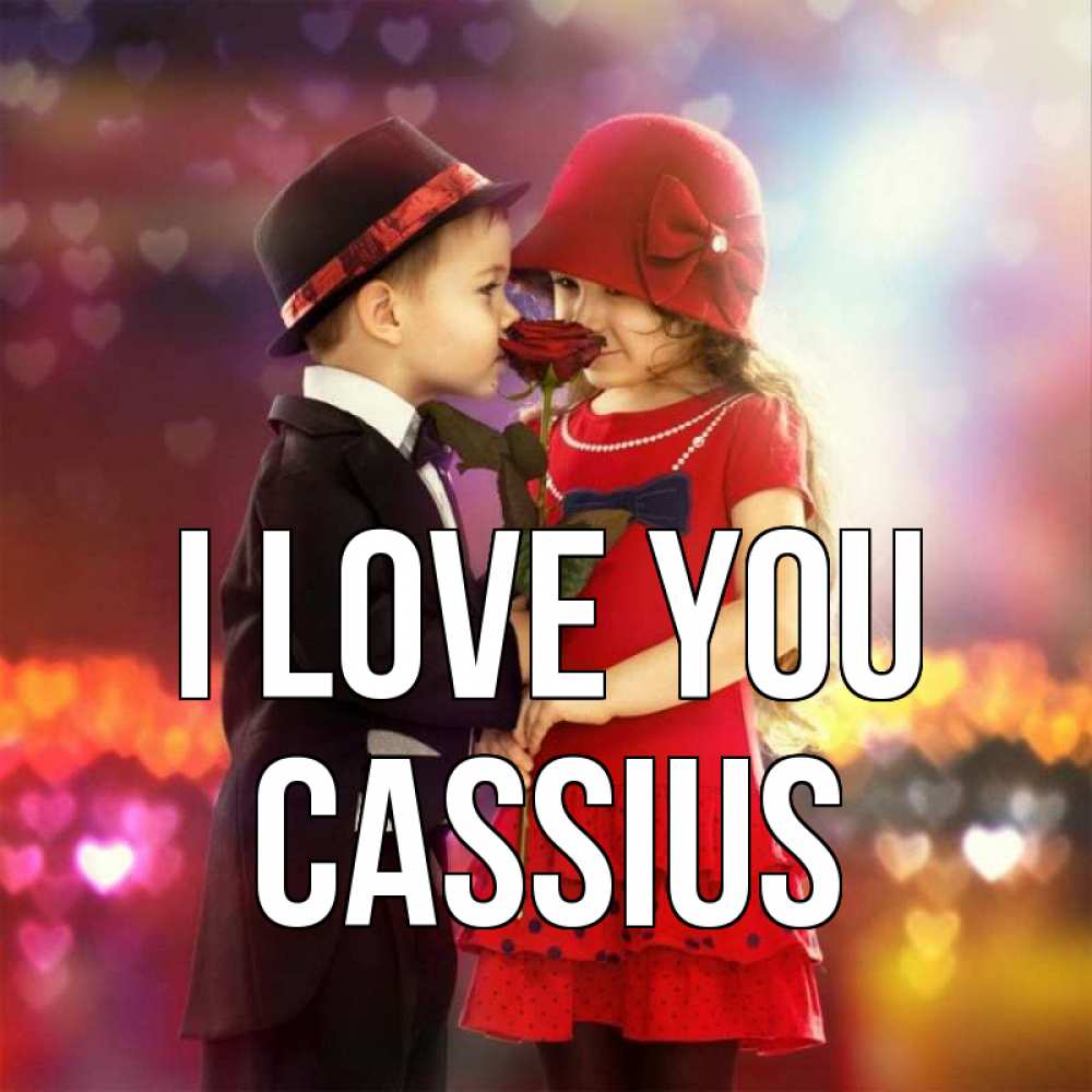 Greetings card с именем, Cassius I love you черное и красное и роза Greetings with text for free download 
