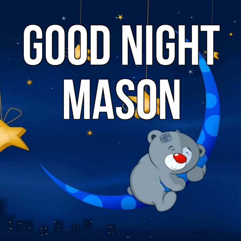Greetings card с именем, Mason Good night над городом Greetings with text for free download 