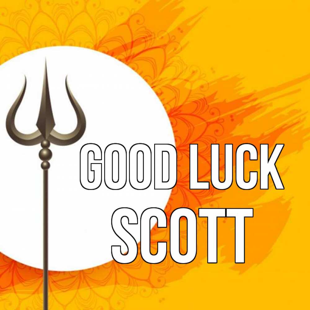 Greetings card с именем, Scott Good luck пусть повезет Greetings with text for free download 