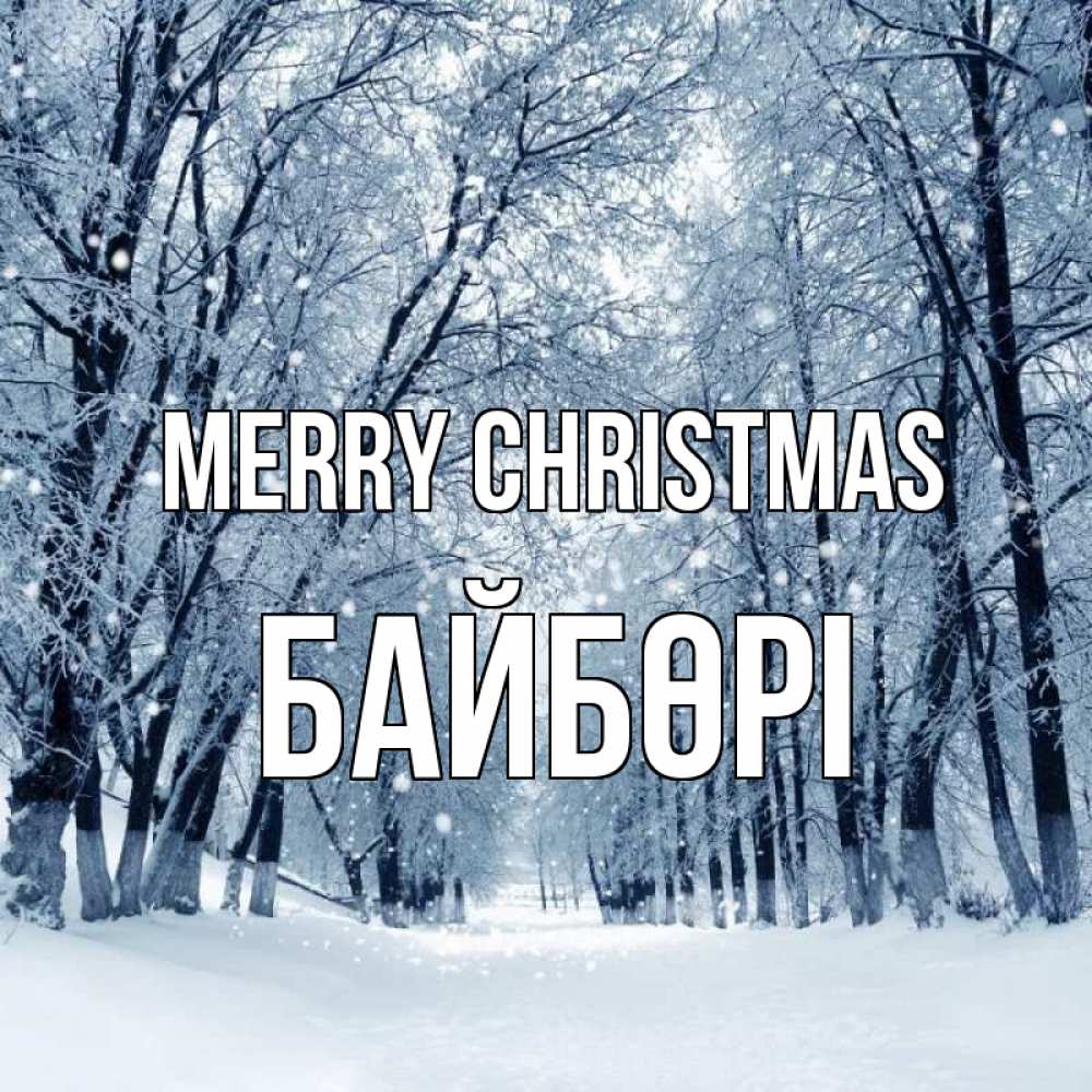 Greetings card с именем, Байбөрі Merry Christmas снег, лес, парк Greetings with text for free download 