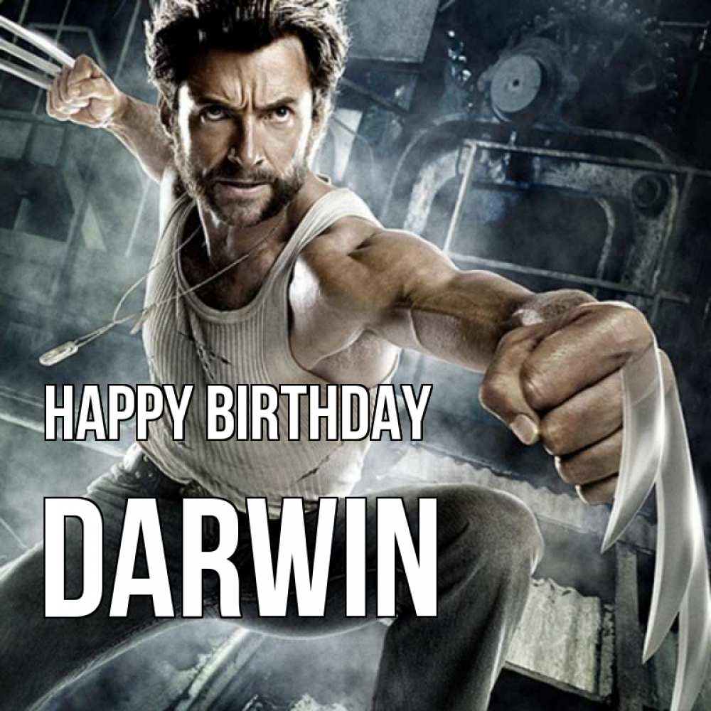 Greetings card с именем, Darwin Happy Birthday супергерой в ярости Greetings with text for free download 
