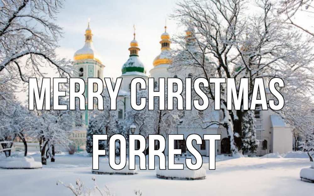 Greetings card с именем, Forrest Merry Christmas зима, церковь Greetings with text for free download 