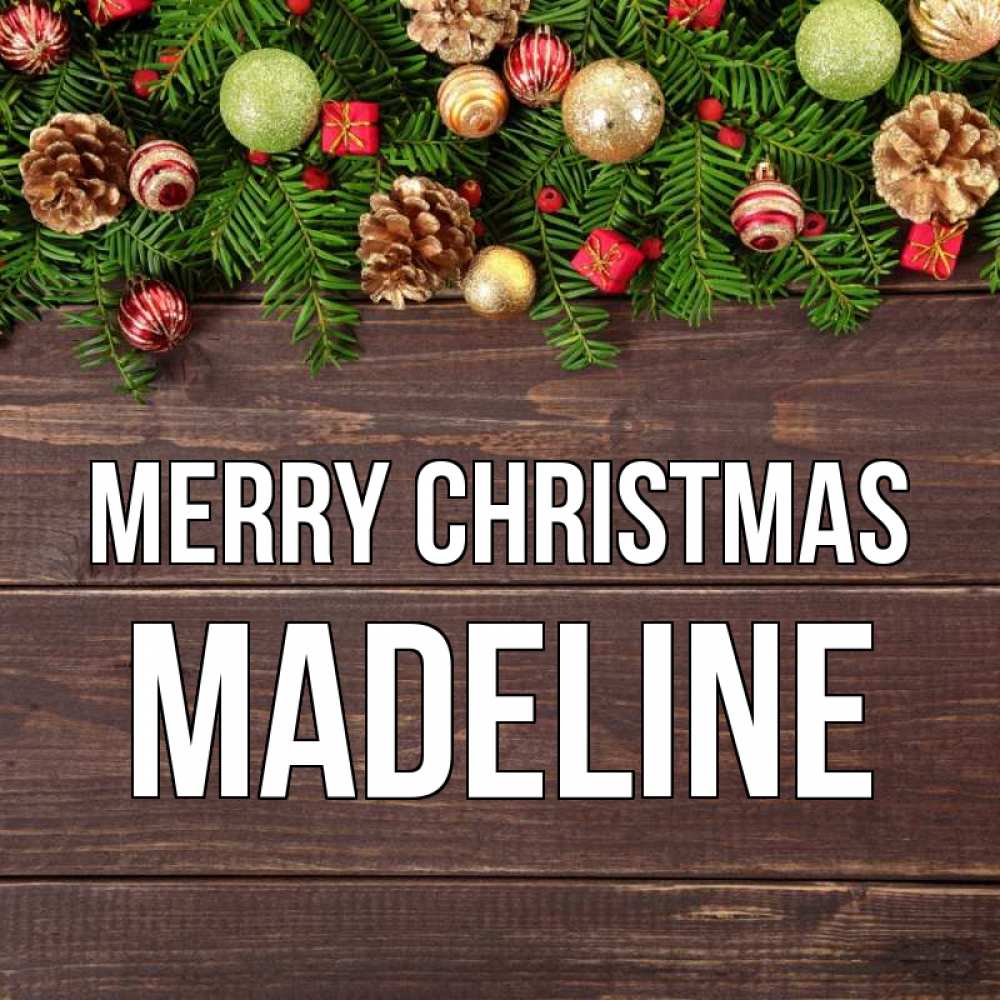 Greetings card с именем, Madeline Merry Christmas с рождеством Greetings with text for free download 