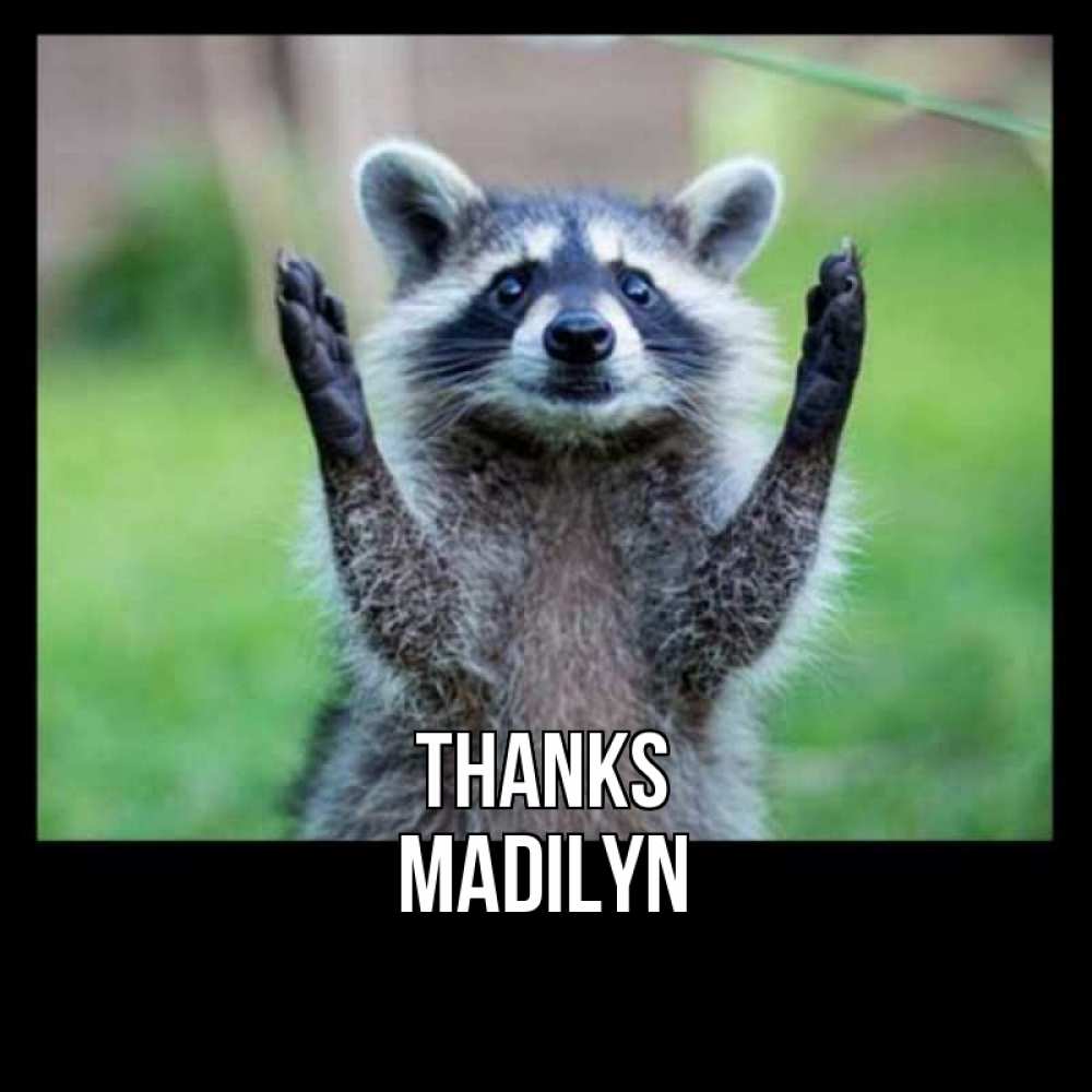 Greetings card с именем, Madilyn Thanks милые животные Greetings with text for free download 