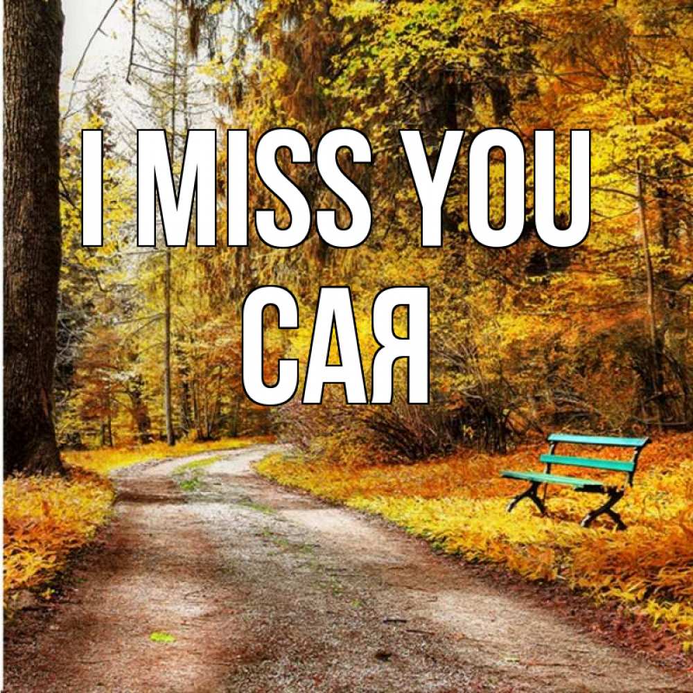Greetings card с именем, САЯ I miss you зеленая лавочка и осенний лес Greetings with text for free download 