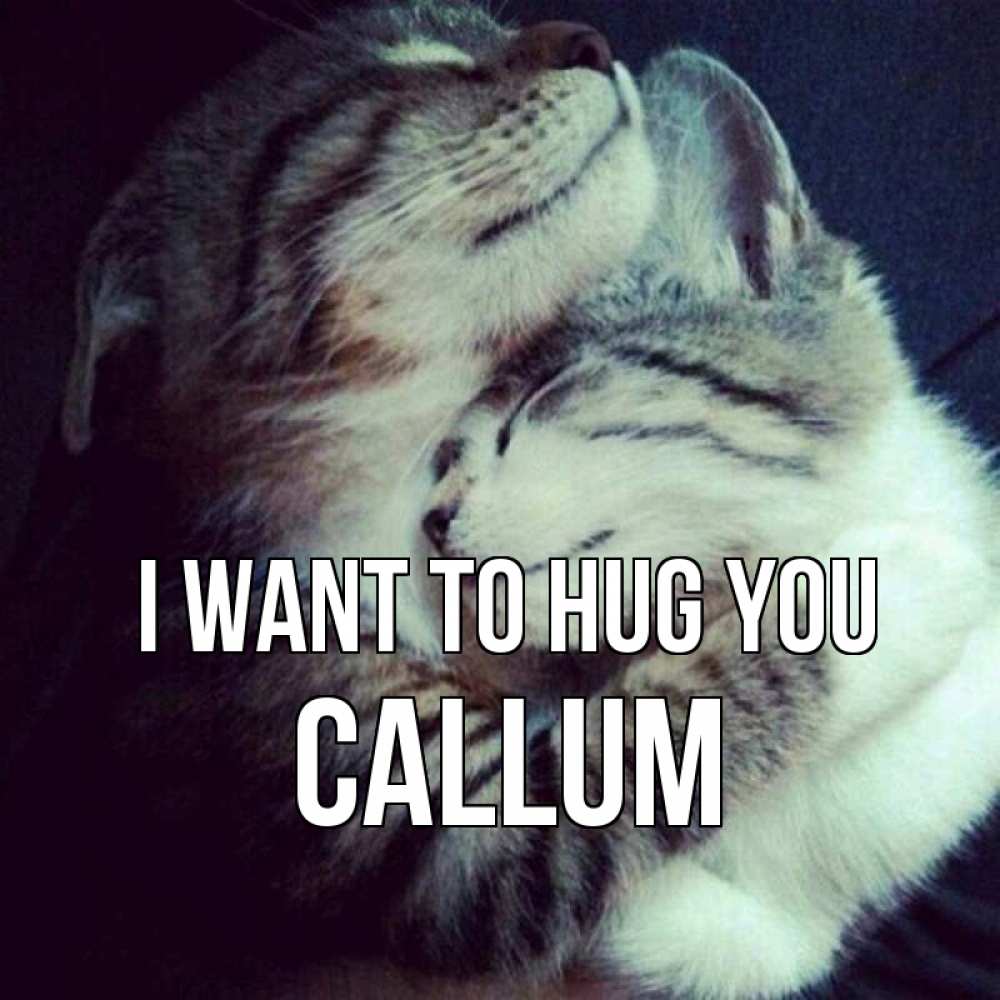 Greetings card с именем, Callum I want to hug you полосатики Greetings with text for free download 