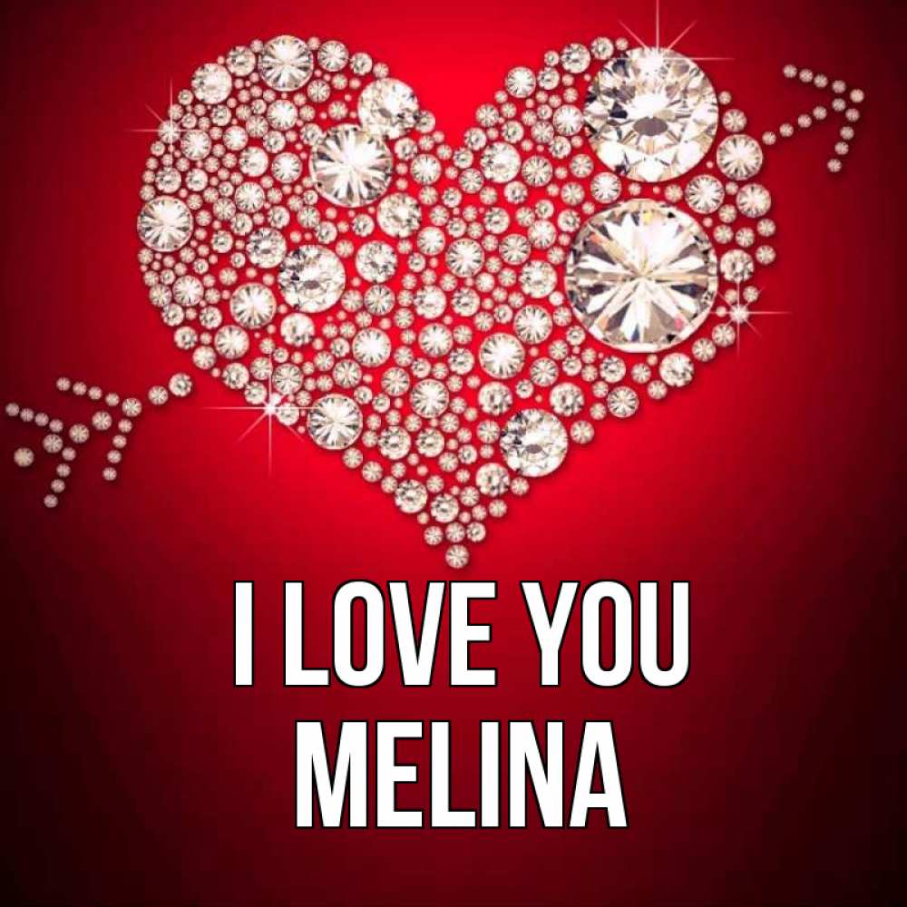 Greetings card с именем, Melina I love you стрела купидона Greetings with text for free download 