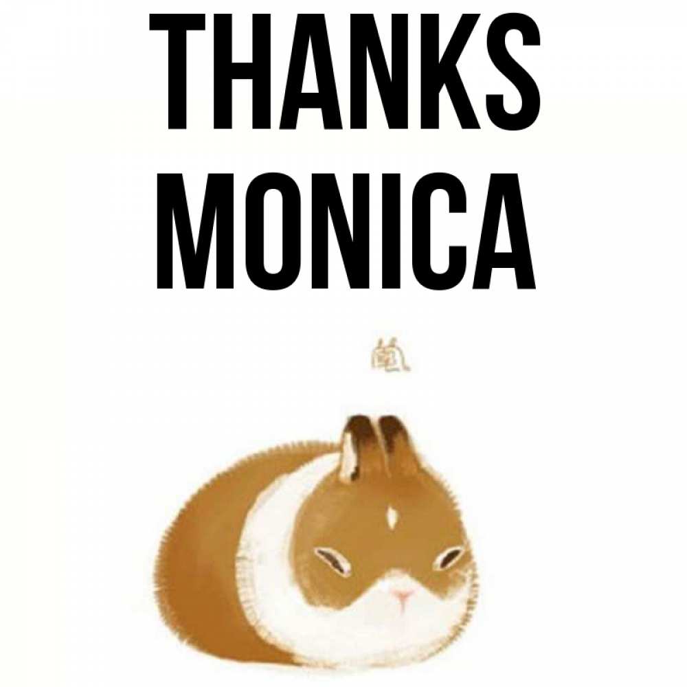 Greetings card с именем, Monica Thanks коричнево белый домашний питомец Greetings with text for free download 