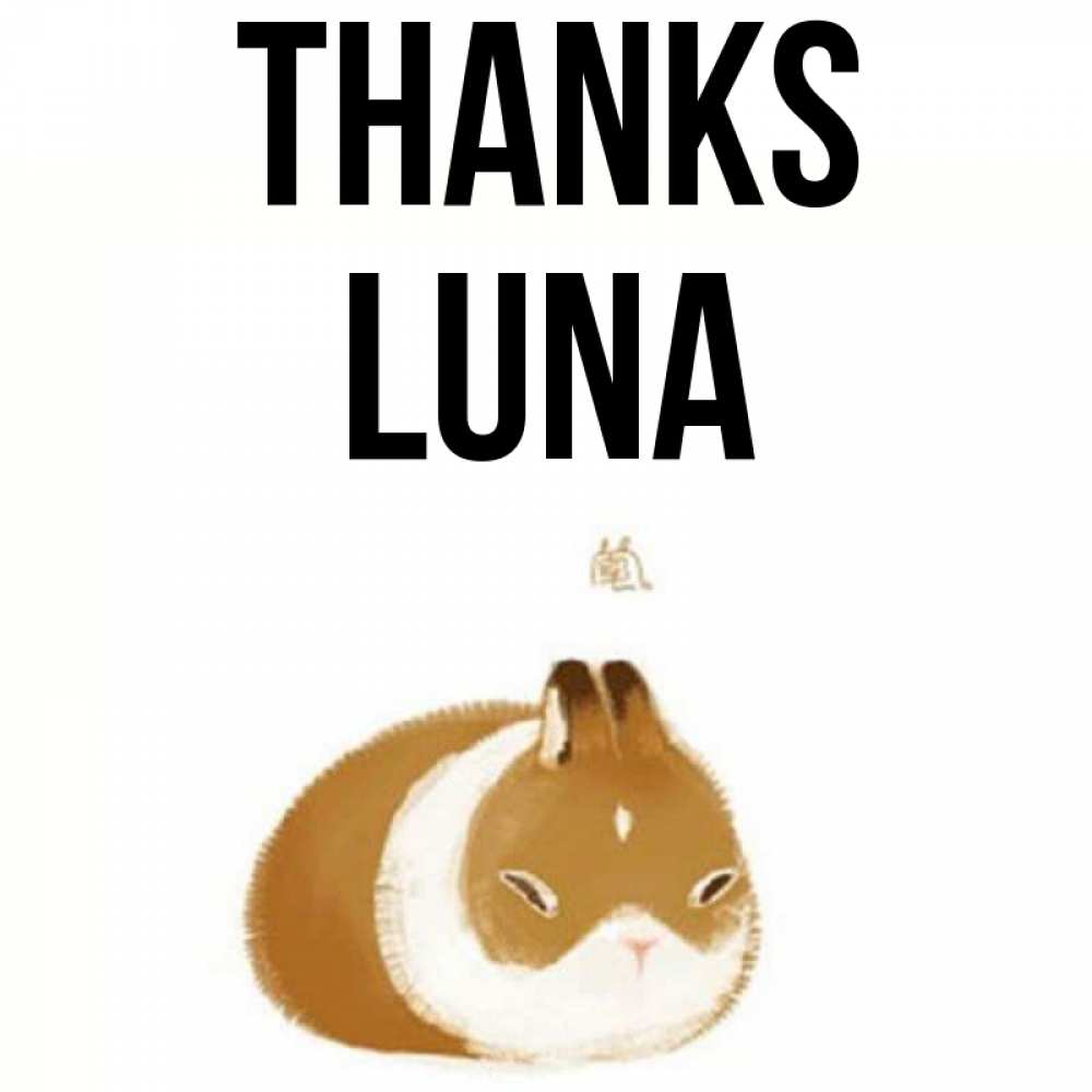 Greetings card с именем, Luna Thanks коричнево белый домашний питомец Greetings with text for free download 