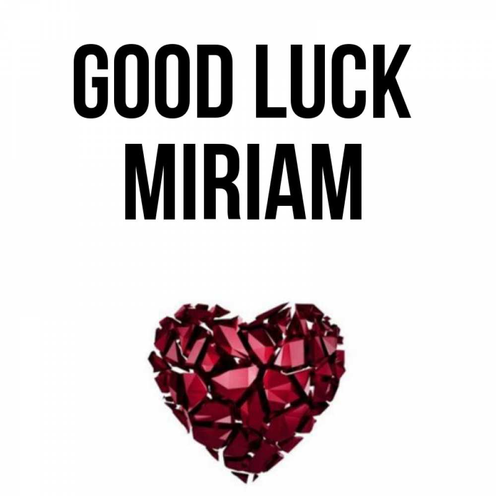 Greetings card с именем, Miriam Good luck бордовое из кристаллов  1 Greetings with text for free download 