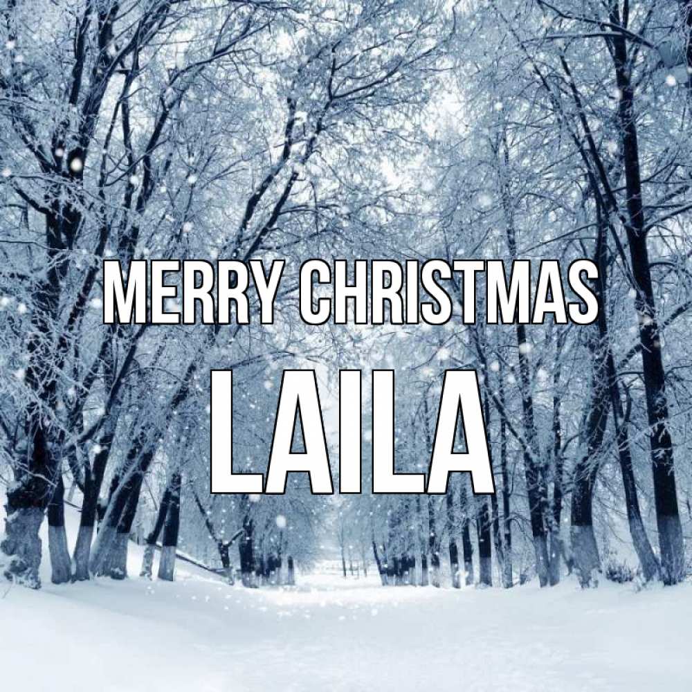 Greetings card с именем, Laila Merry Christmas снег, лес, парк Greetings with text for free download 