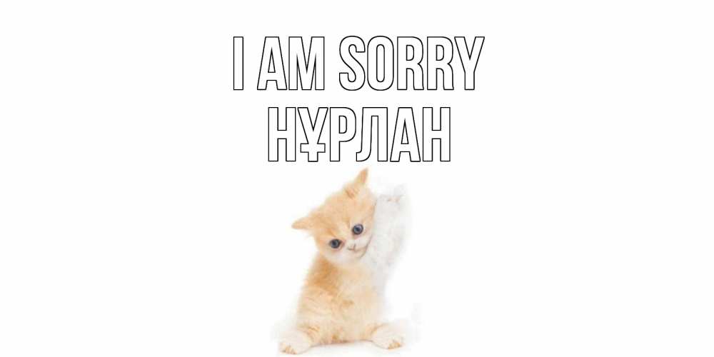 Greetings card с именем, НҰРЛАН I am sorry кот Greetings with text for free download 