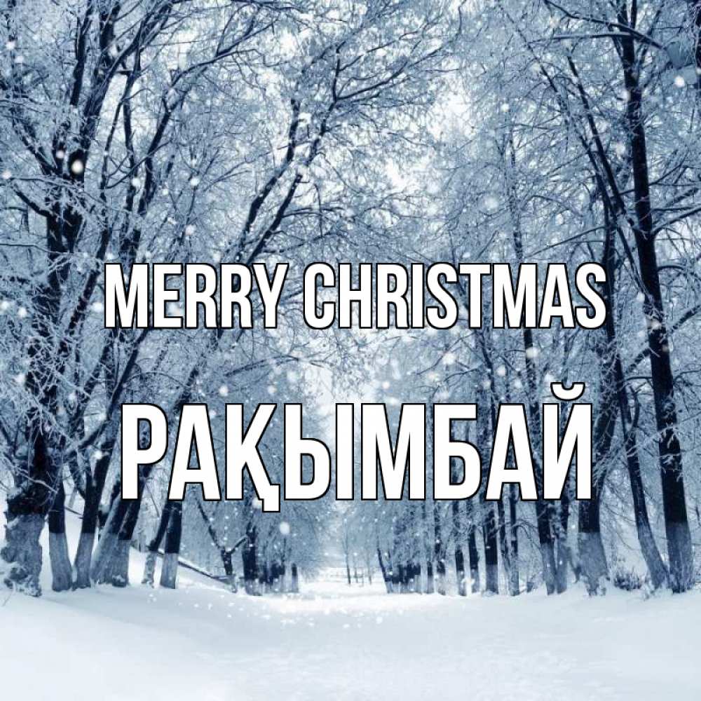 Greetings card с именем, Рақымбай Merry Christmas снег, лес, парк Greetings with text for free download 