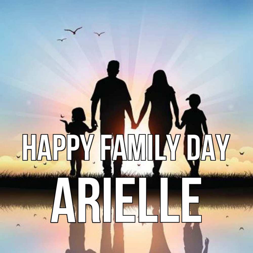 Greetings card с именем, Arielle happy family day сын, дочка, мама, папа, море , закат Greetings with text for free download 