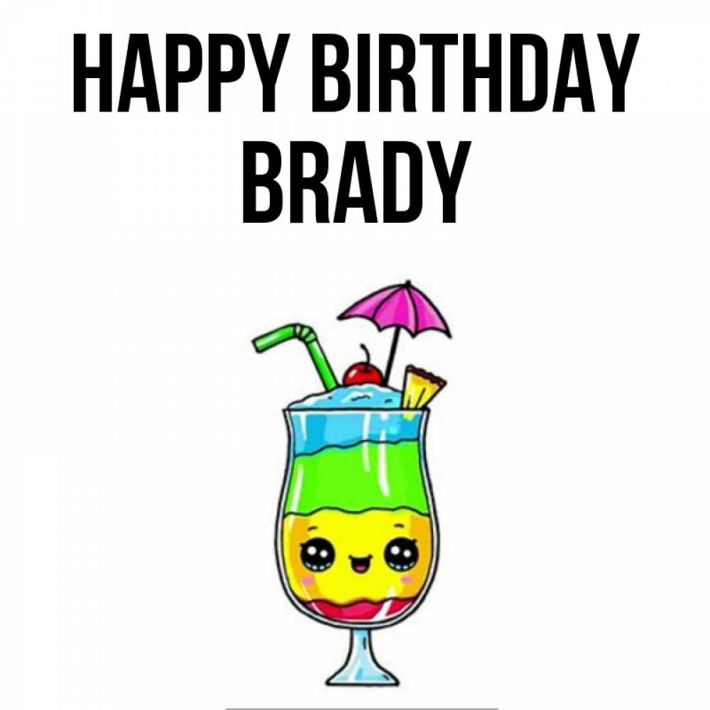 Greetings card с именем, Brady Happy Birthday с зонтиком Greetings with text for free download 