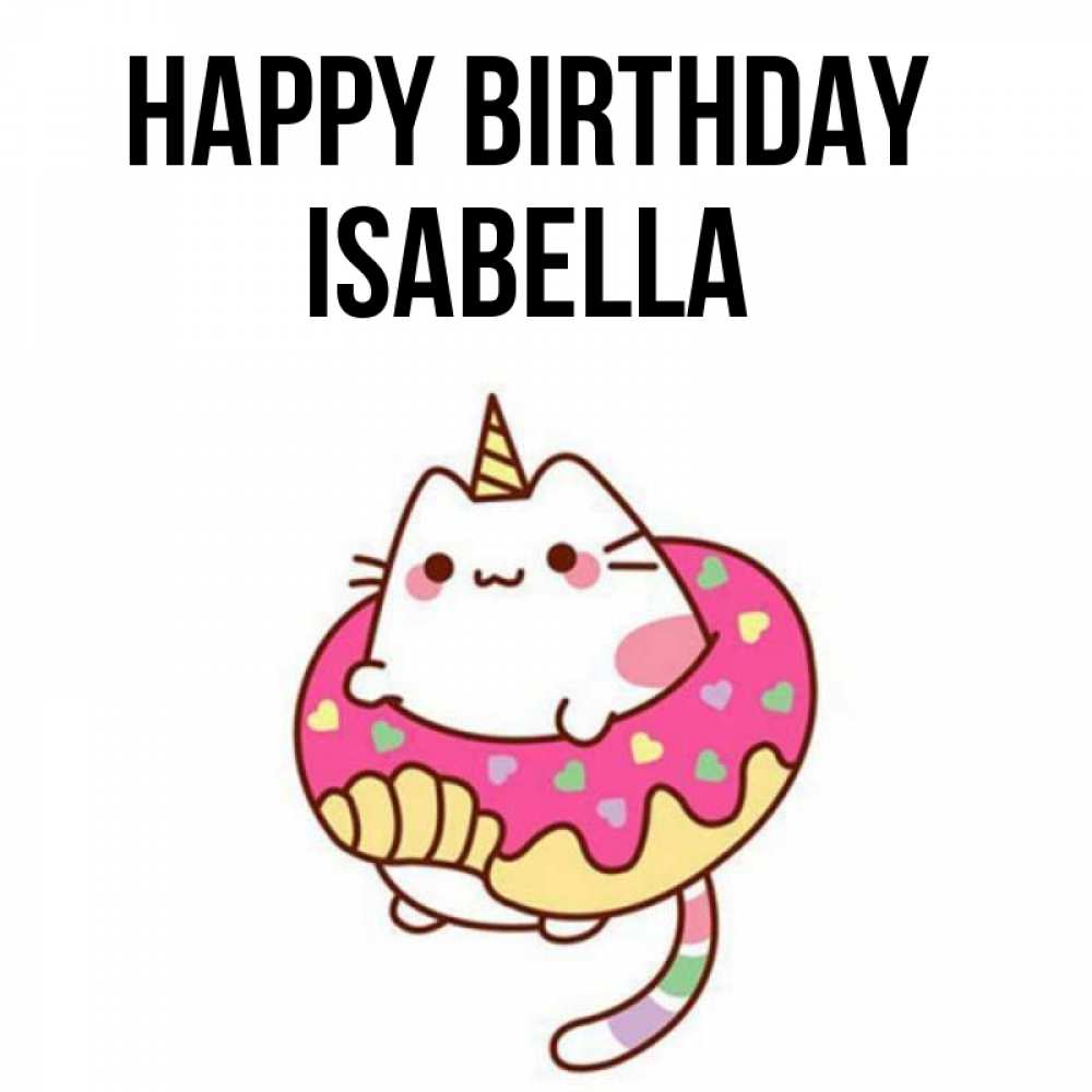 Greetings card с именем, Isabella Happy Birthday меньше надо жрать Greetings with text for free download 