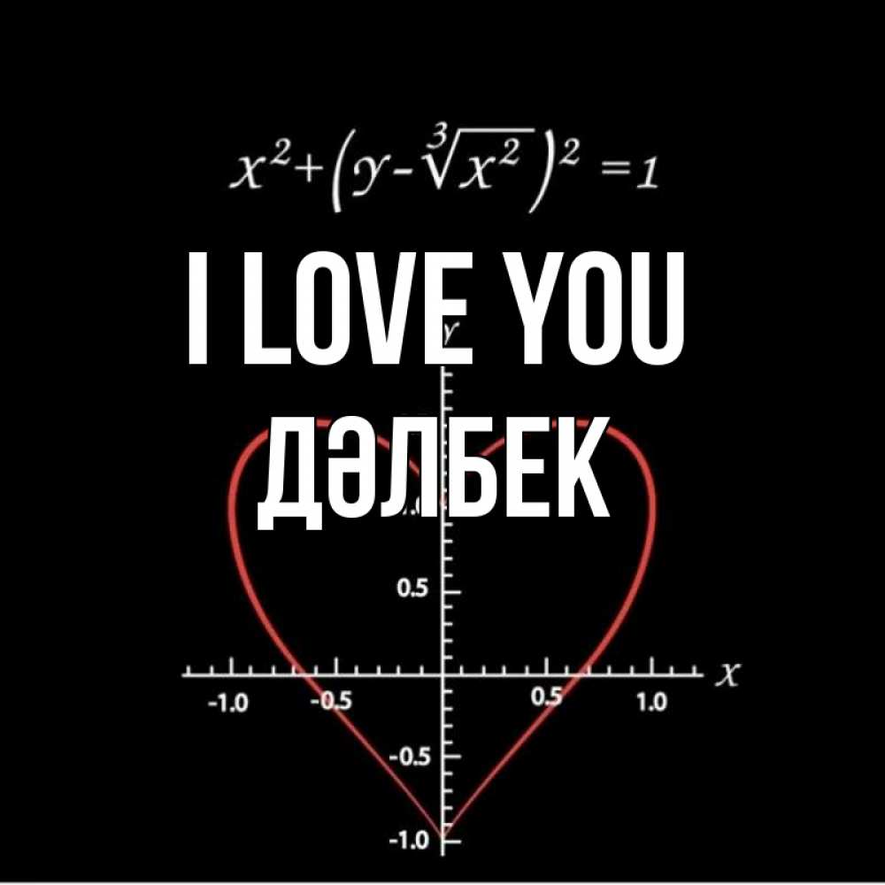 Greetings card с именем, Дәлбек I love you сердечная формула Greetings with text for free download 