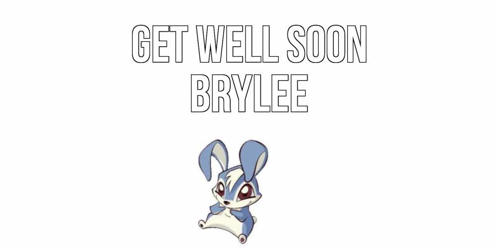 Greetings card с именем, Brylee Get well soon серый заяц на открытке про выздоравление Greetings with text for free download 