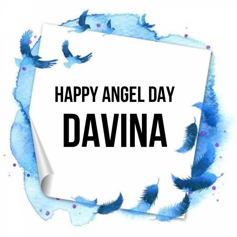 Greetings card с именем, Davina happy angel day красивые птицы летят Greetings with text for free download 