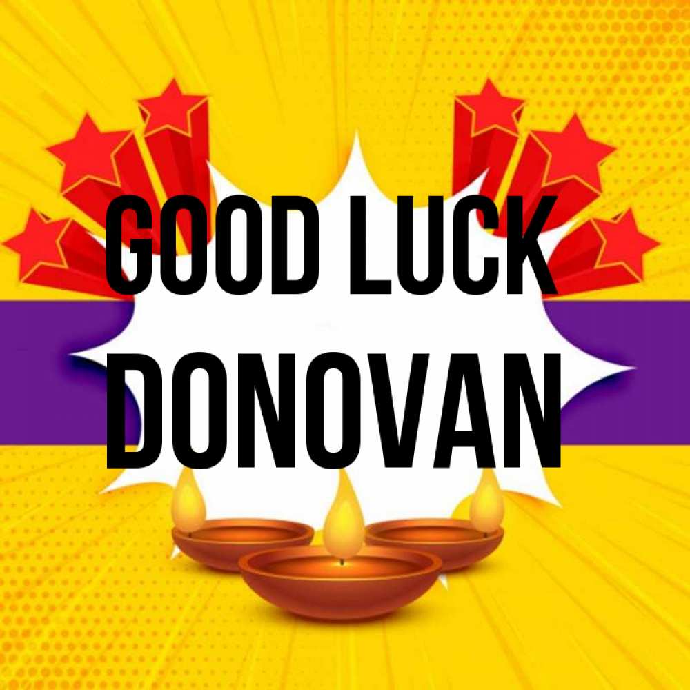 Greetings card с именем, Donovan Good luck векторное изображение Greetings with text for free download 