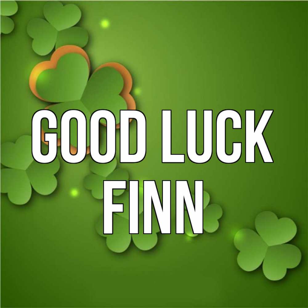 Greetings card с именем, Finn Good luck много трехлистных листочков клевера Greetings with text for free download 