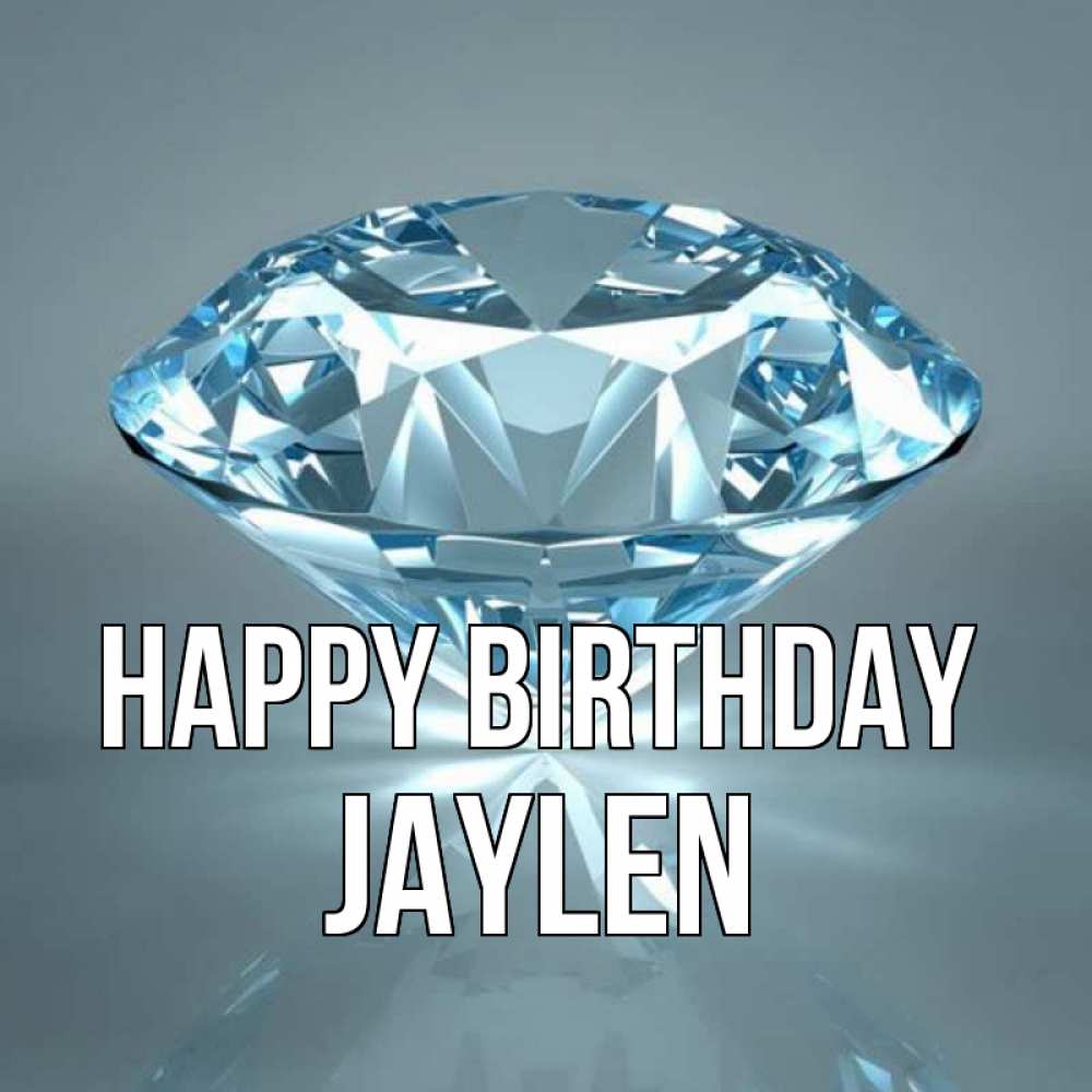 Greetings card с именем, Jaylen Happy Birthday с бриллиантом голубого цвета Greetings with text for free download 