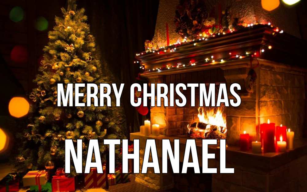 Greetings card с именем, Nathanael Merry Christmas новый год Greetings with text for free download 